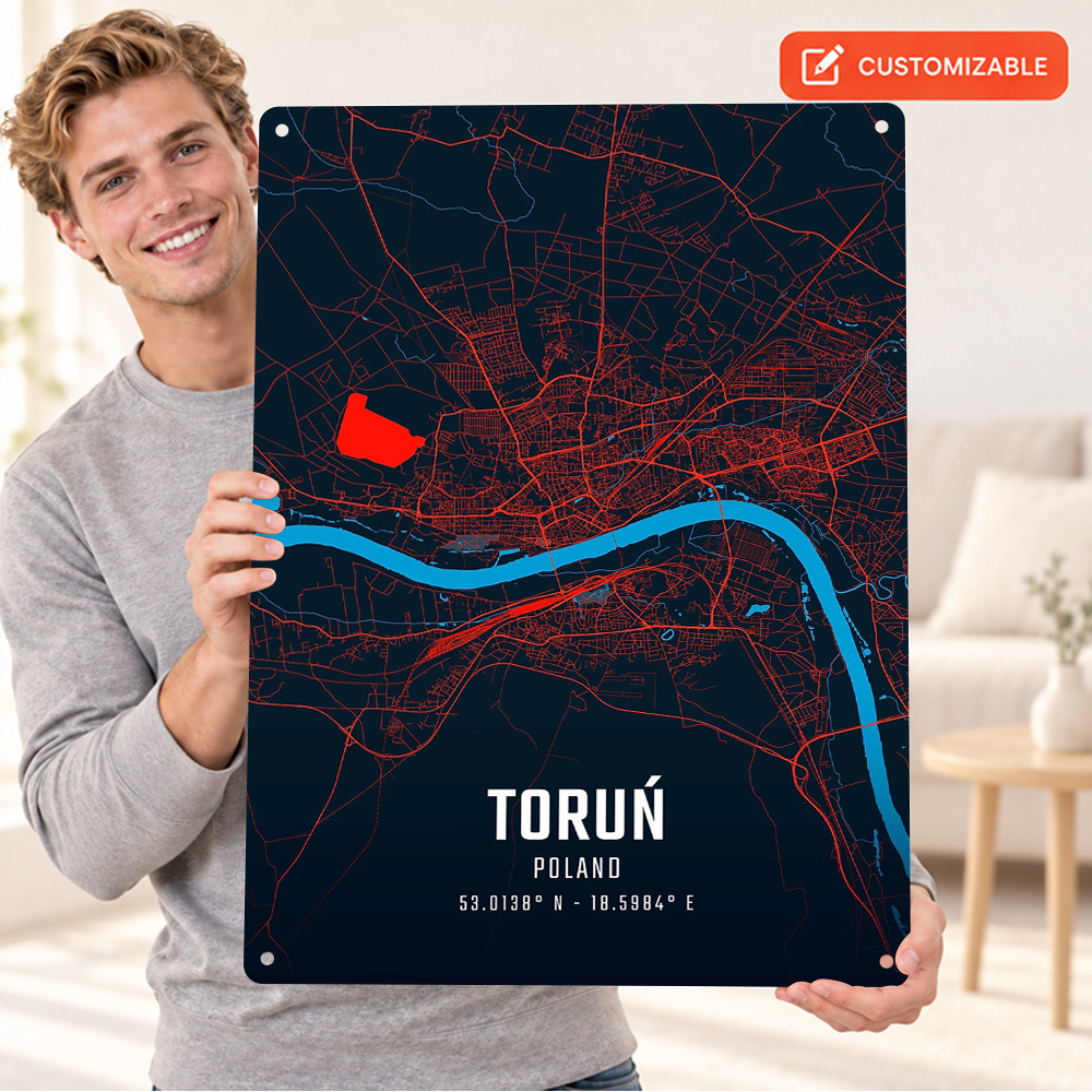 Custom Map Poster - Torun City Map Textured Metal Poster