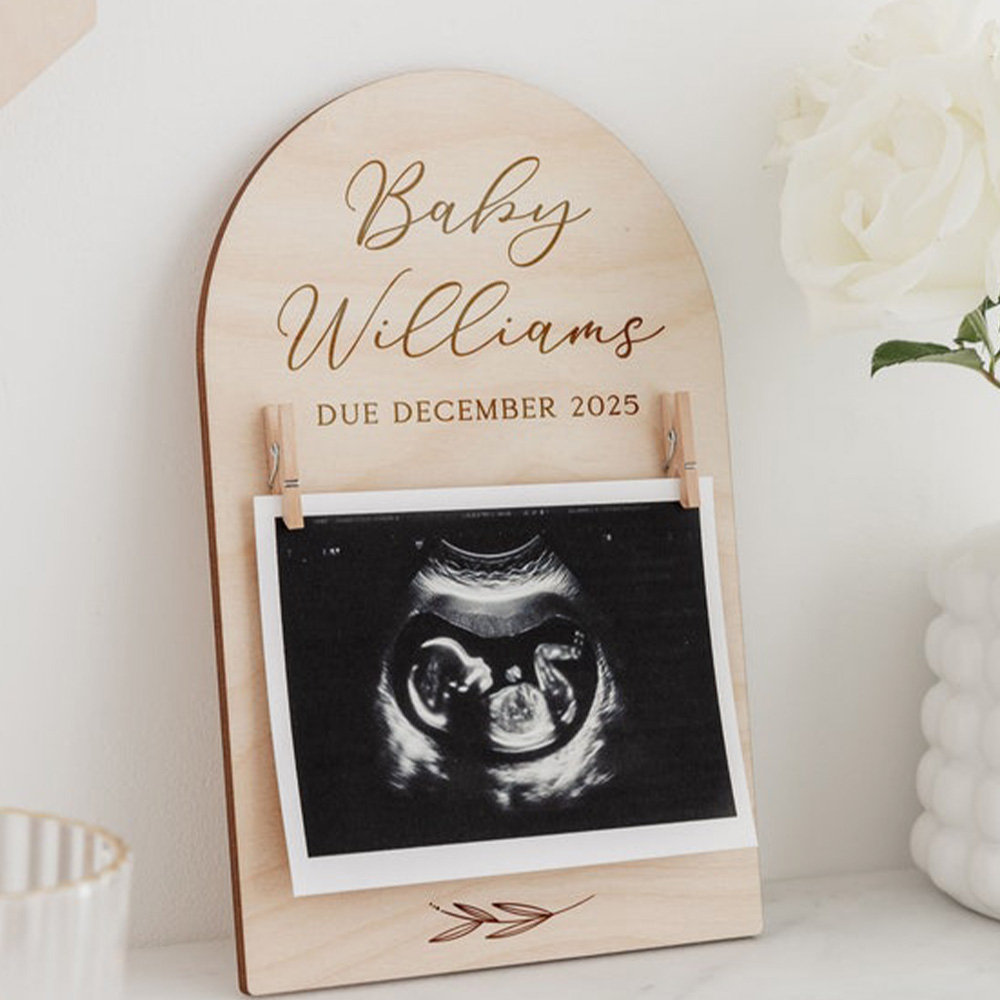 Personalised Pregnancy Announc - Engraved Wood Frame 评论和价格